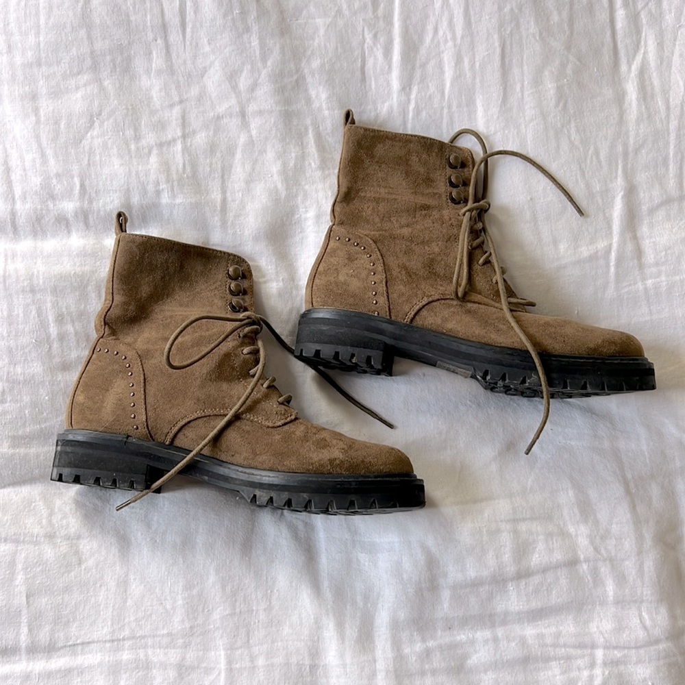Suede combat boots